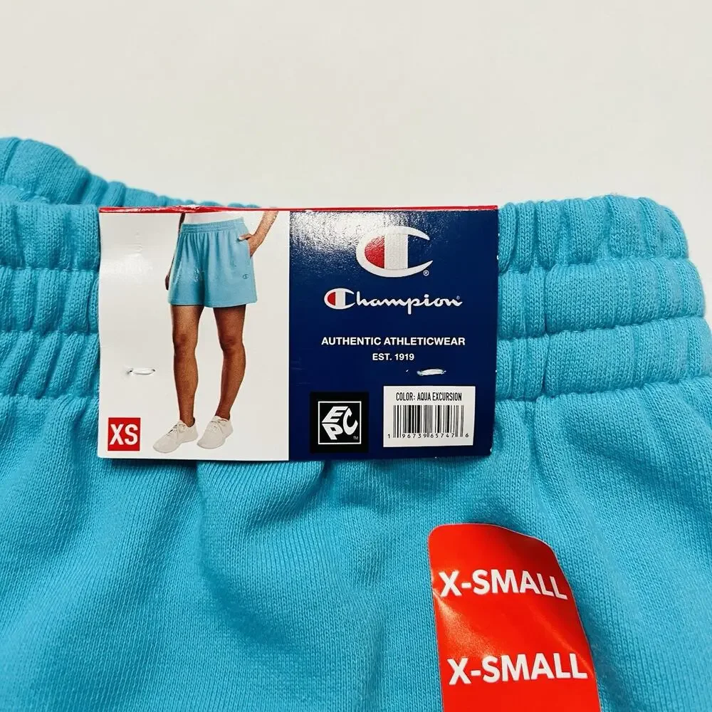 Champion Women's X-Small Shorts French Terry Shorts Athleticwear Teal Green - Picture 4 of 5